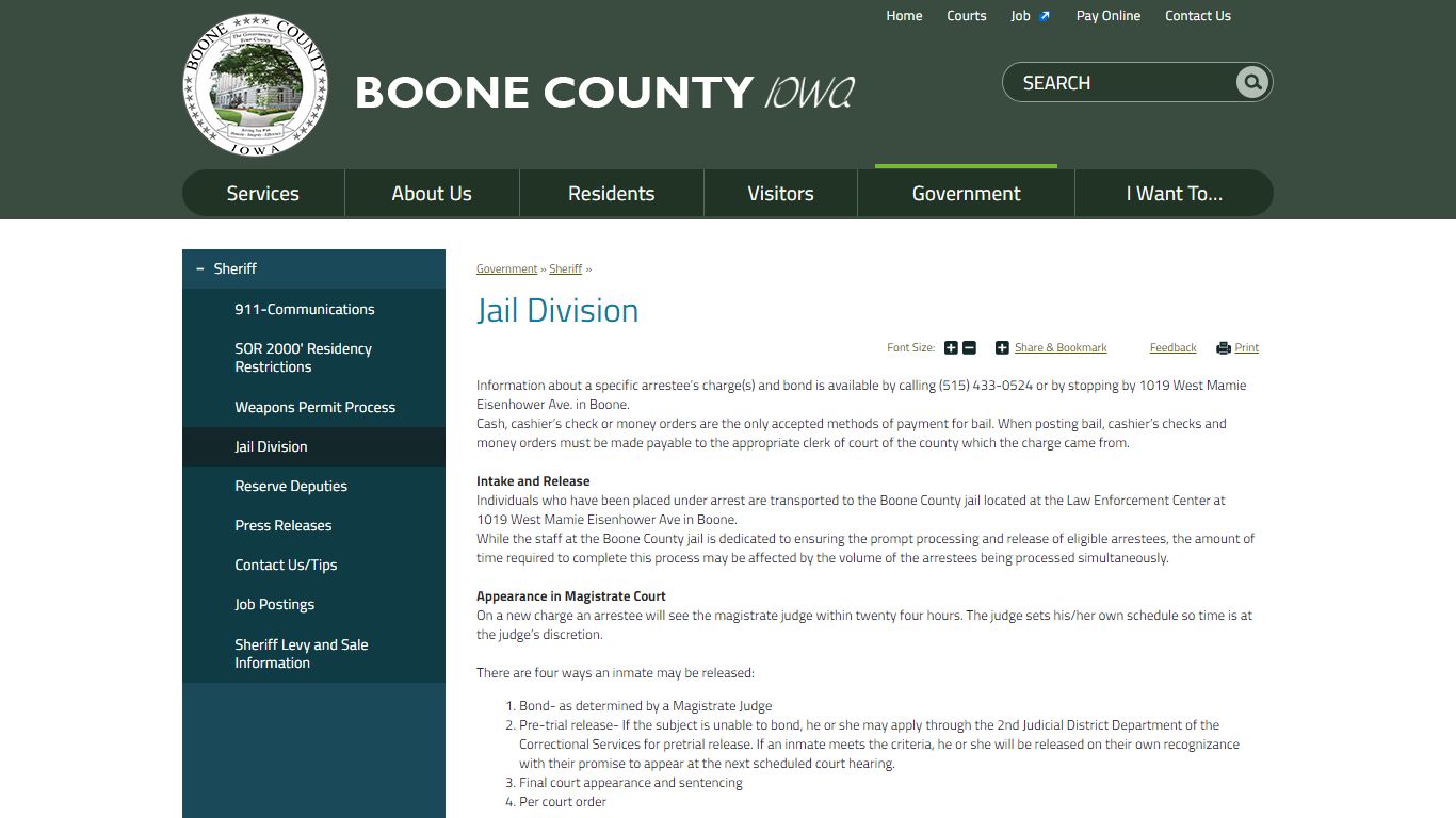 Jail Division | Boone County, IA